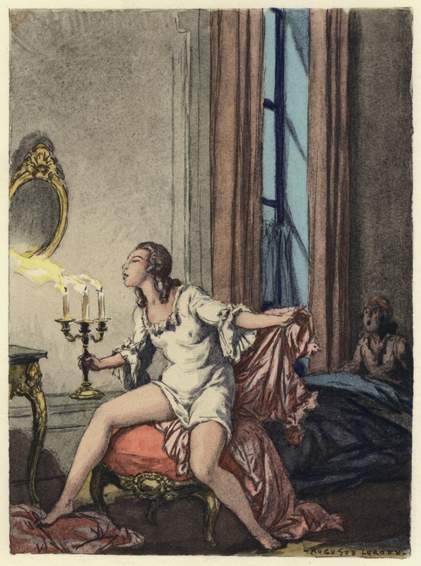 Kuvitus Casanovan muistelmiin (värilitografia) tekijältä Jules Marie Auguste Leroux