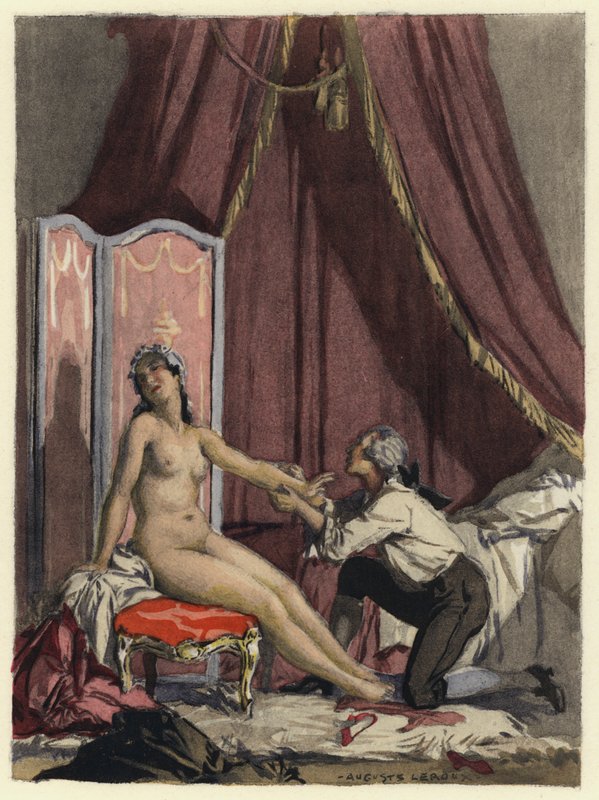 Kuvitus Casanovan muistelmiin (värilitografia) tekijältä Jules Marie Auguste Leroux