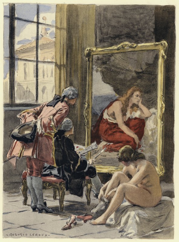 Kuvitus Casanovan muistelmiin (värilitografia) tekijältä Jules Marie Auguste Leroux