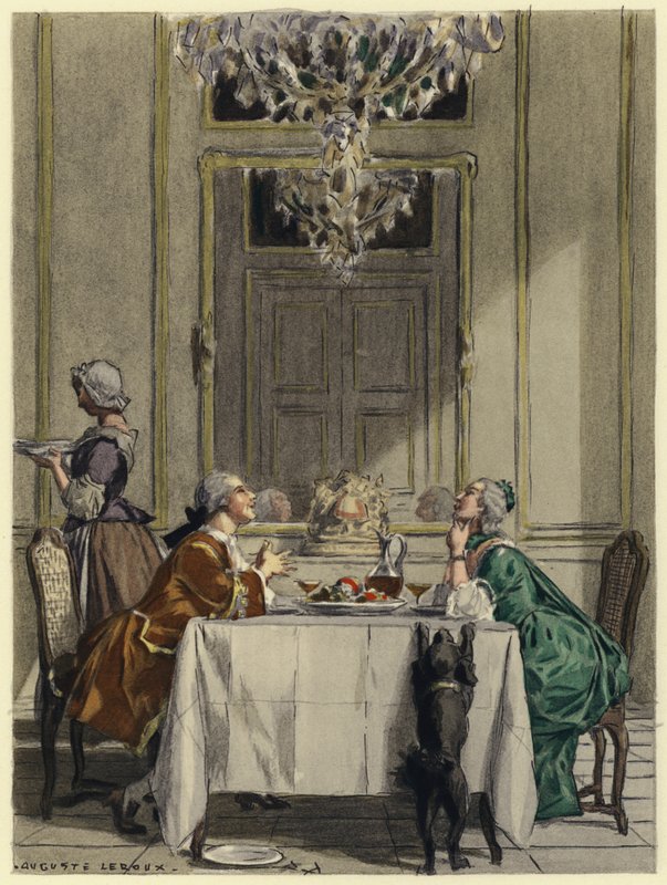 Kuvitus Casanovan muistelmiin (värilitografia) tekijältä Jules Marie Auguste Leroux