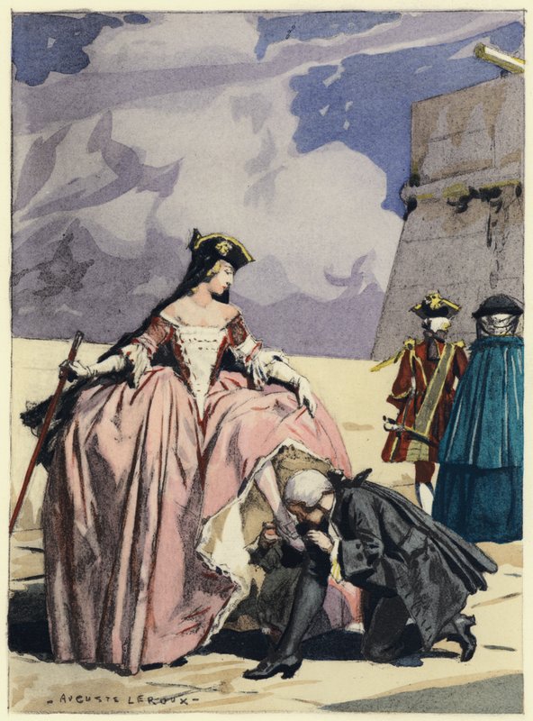Kuvitus Casanovan muistelmiin (värilitografia) tekijältä Jules Marie Auguste Leroux
