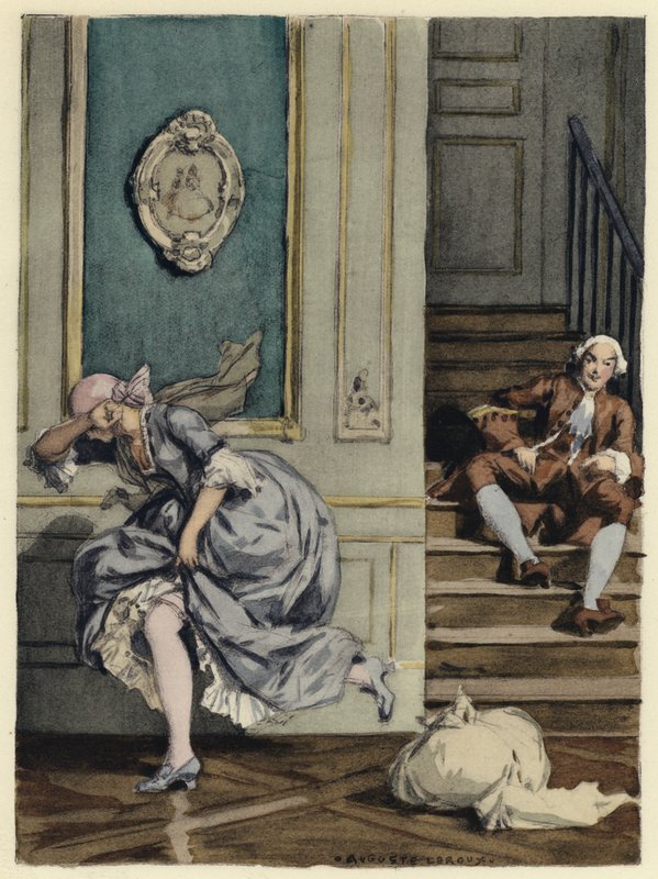 Kuvitus Casanovan muistelmiin (värilitografia) tekijältä Jules Marie Auguste Leroux