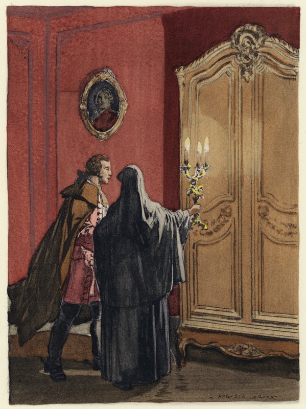 Kuvitus Casanovan muistelmiin (värilitografia) tekijältä Jules Marie Auguste Leroux