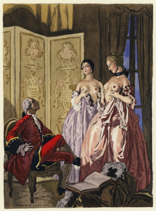 Kuvitus Casanovan muistelmiin (värilitografia) tekijältä Jules Marie Auguste Leroux