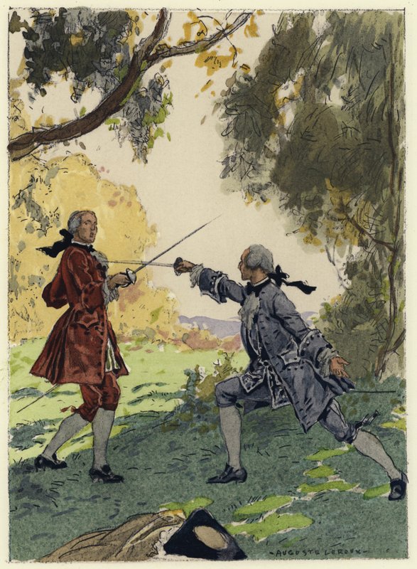 Kuvitus Casanovan muistelmiin (värilitografia) tekijältä Jules Marie Auguste Leroux