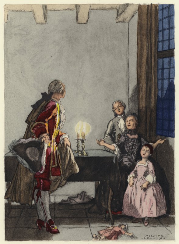 Kuvitus Casanovan muistelmiin (värilitografia) tekijältä Jules Marie Auguste Leroux