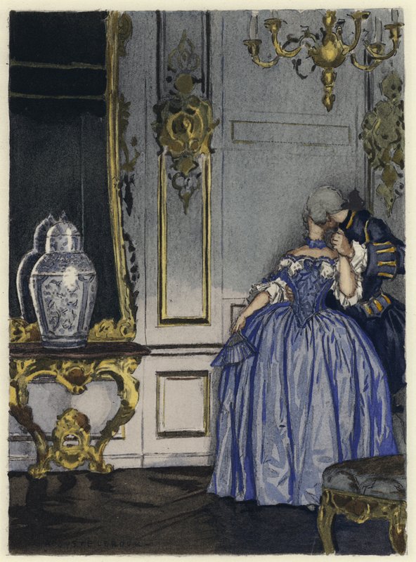 Kuvitus Casanovan muistelmiin (värilitografia) tekijältä Jules Marie Auguste Leroux