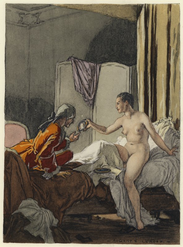 Kuvitus Casanovan muistelmiin (värilitografia) tekijältä Jules Marie Auguste Leroux