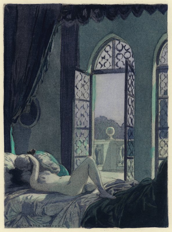 Kuvitus Casanovan muistelmiin (värilitografia) tekijältä Jules Marie Auguste Leroux