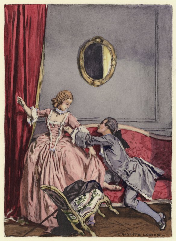 Kuvitus Casanovan muistelmiin (värilitografia) tekijältä Jules Marie Auguste Leroux