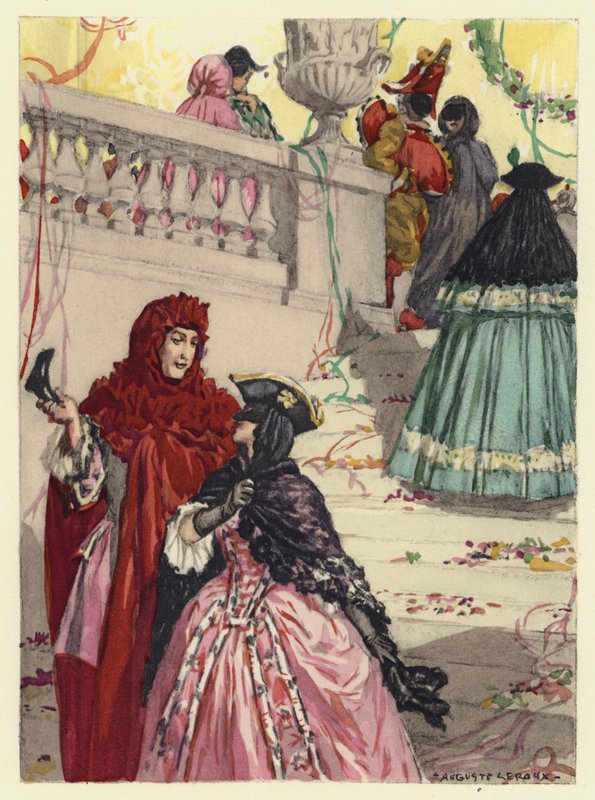 Kuvitus Casanovan muistelmiin (värilitografia) tekijältä Jules Marie Auguste Leroux
