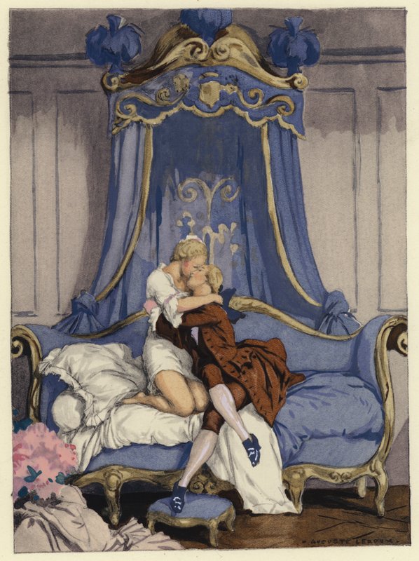 Kuvitus Casanovan muistelmiin (värilitografia) tekijältä Jules Marie Auguste Leroux