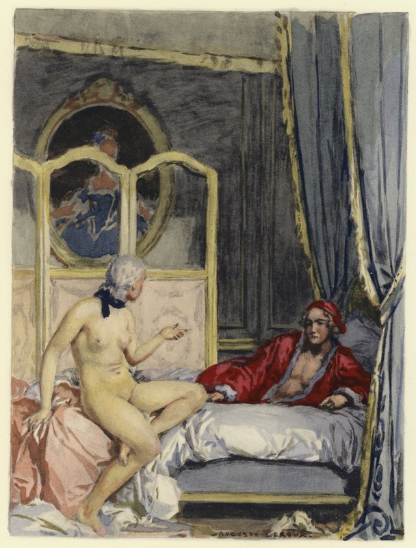 Kuvitus Casanovan muistelmiin (värilitografia) tekijältä Jules Marie Auguste Leroux