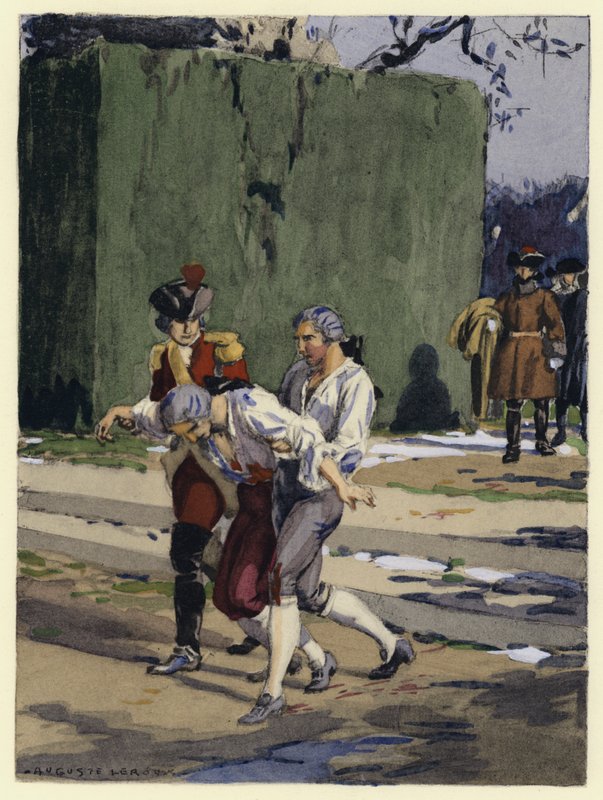 Kuvitus Casanovan muistelmiin (värilitografia) tekijältä Jules Marie Auguste Leroux
