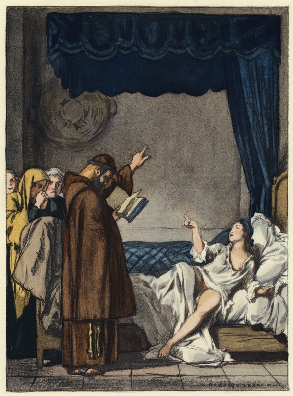 Kuvitus Casanovan muistelmiin (värilitografia) tekijältä Jules Marie Auguste Leroux