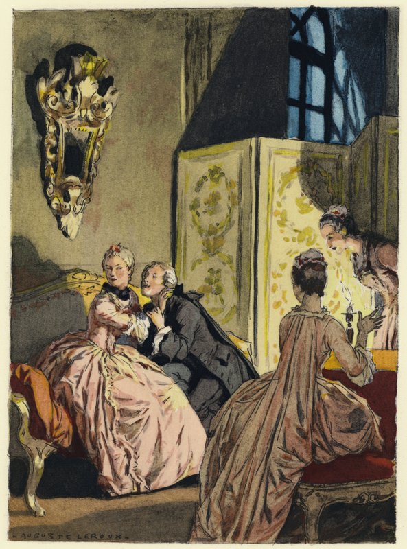 Kuvitus Casanovan muistelmiin (värilitografia) tekijältä Jules Marie Auguste Leroux