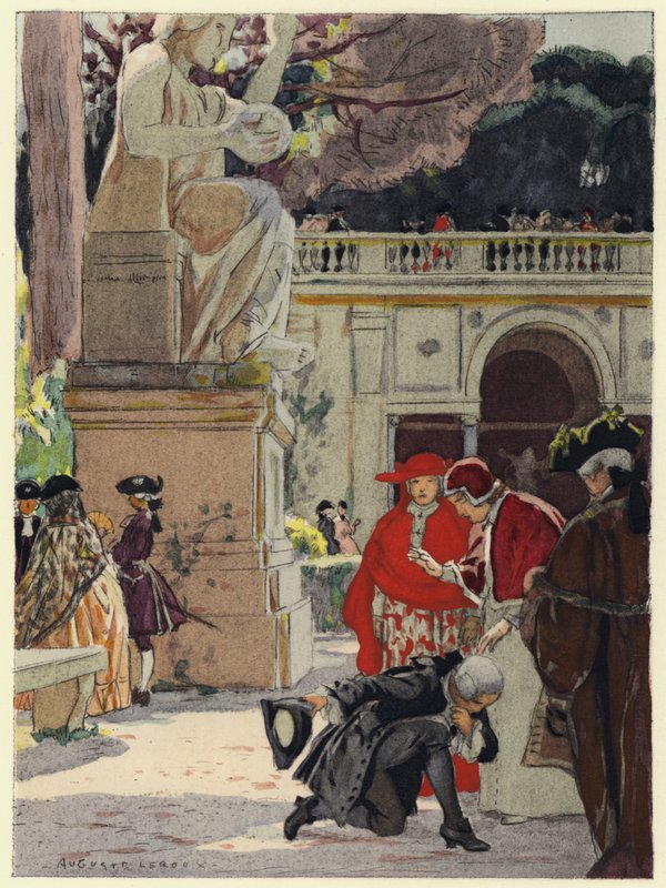Kuvitus Casanovan muistelmiin (värilitografia) tekijältä Jules Marie Auguste Leroux