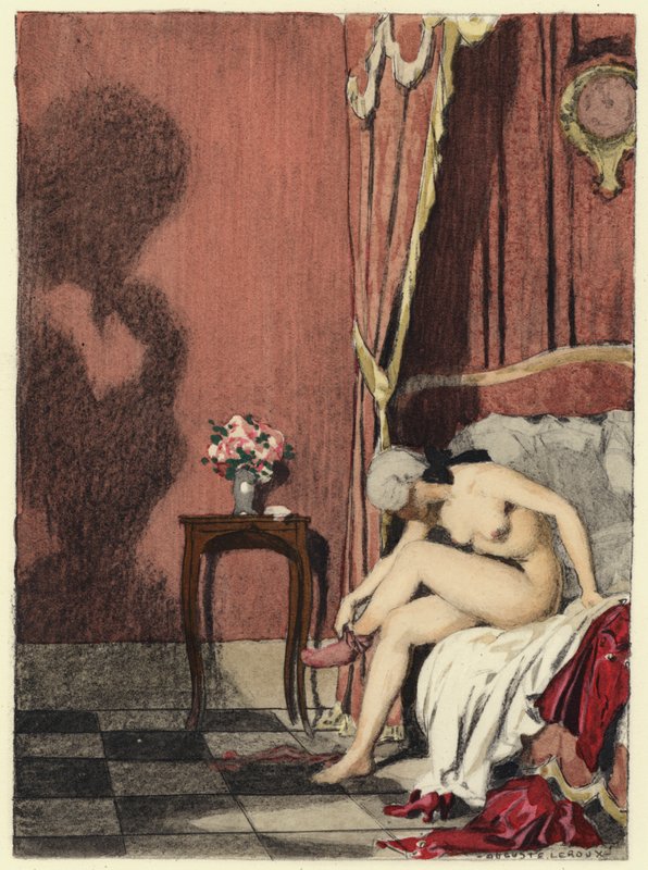 Kuvitus Casanovan muistelmiin (värilitografia) tekijältä Jules Marie Auguste Leroux