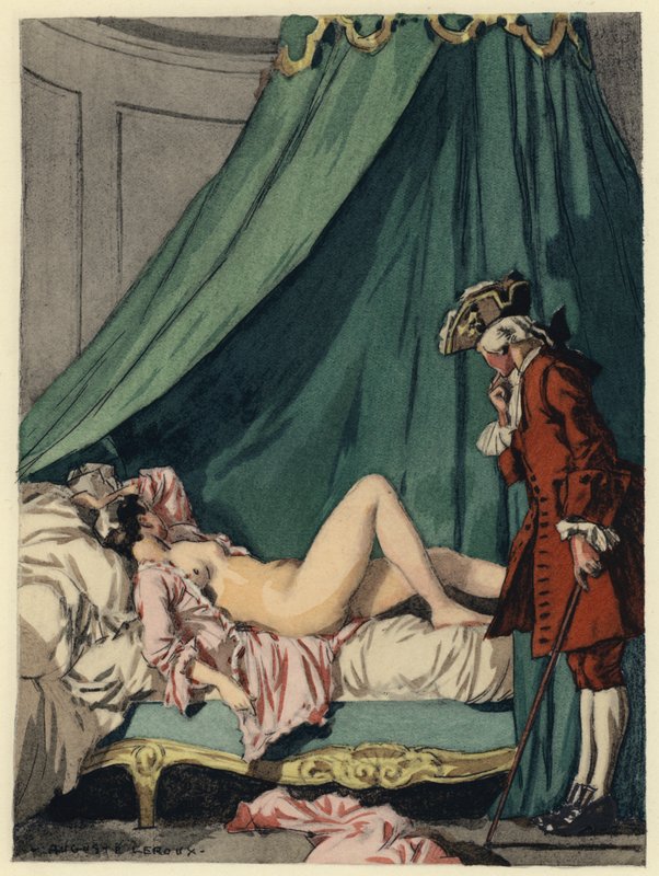 Kuvitus Casanovan muistelmiin (värilitografia) tekijältä Jules Marie Auguste Leroux