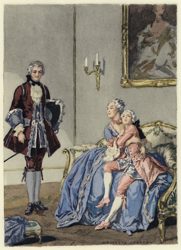 Kuvitus Casanovan muistelmiin (värilitografia) tekijältä Jules Marie Auguste Leroux