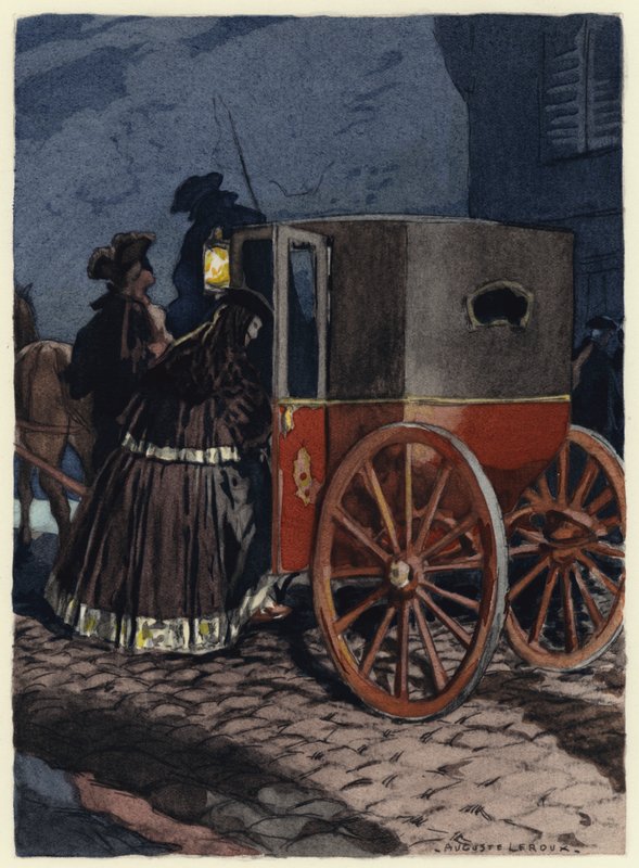 Kuvitus Casanovan muistelmiin (värilitografia) tekijältä Jules Marie Auguste Leroux
