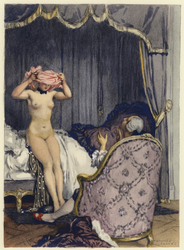 Kuvitus Casanovan muistelmiin (värilitografia) tekijältä Jules Marie Auguste Leroux