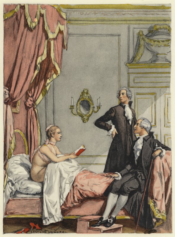 Kuvitus Casanovan muistelmiin (värilitografia) tekijältä Jules Marie Auguste Leroux