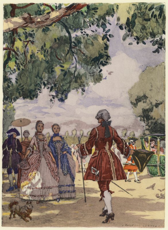 Kuvitus Casanovan muistelmiin (värilitografia) tekijältä Jules Marie Auguste Leroux