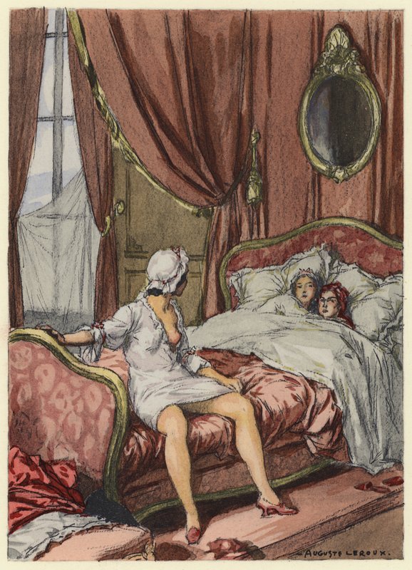 Kuvitus Casanovan muistelmiin (värilitografia) tekijältä Jules Marie Auguste Leroux