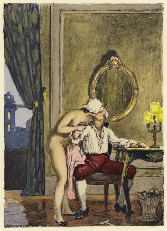 Kuvitus Casanovan muistelmiin (värilitografia) tekijältä Jules Marie Auguste Leroux