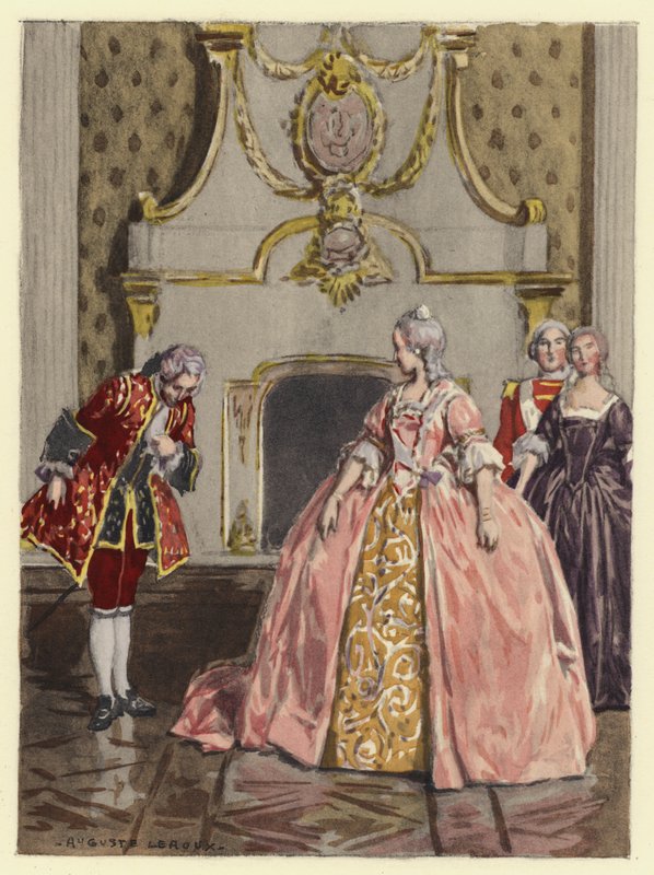 Kuvitus Casanovan muistelmiin (värilitografia) tekijältä Jules Marie Auguste Leroux