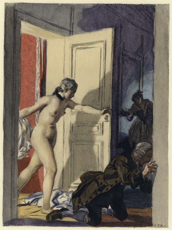 Kuvitus Casanovan muistelmiin (värilitografia) tekijältä Jules Marie Auguste Leroux