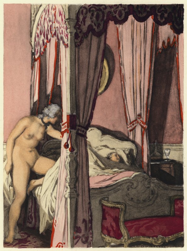 Kuvitus Casanovan muistelmiin (värilitografia) tekijältä Jules Marie Auguste Leroux