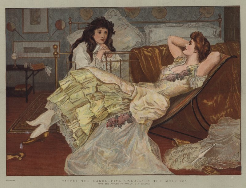 Tanssin jälkeen, kello viisi aamulla (chromolitho) tekijältä Julia Bracewell Folkard