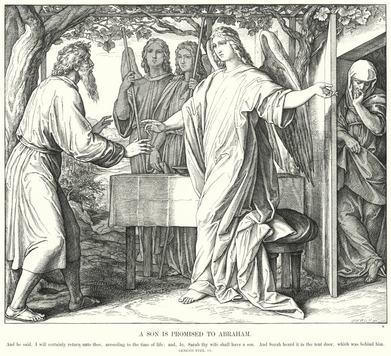 Aabrahamille on luvattu poika (kaiverrus) tekijältä Julius (after) Schnorr von Carolsfeld