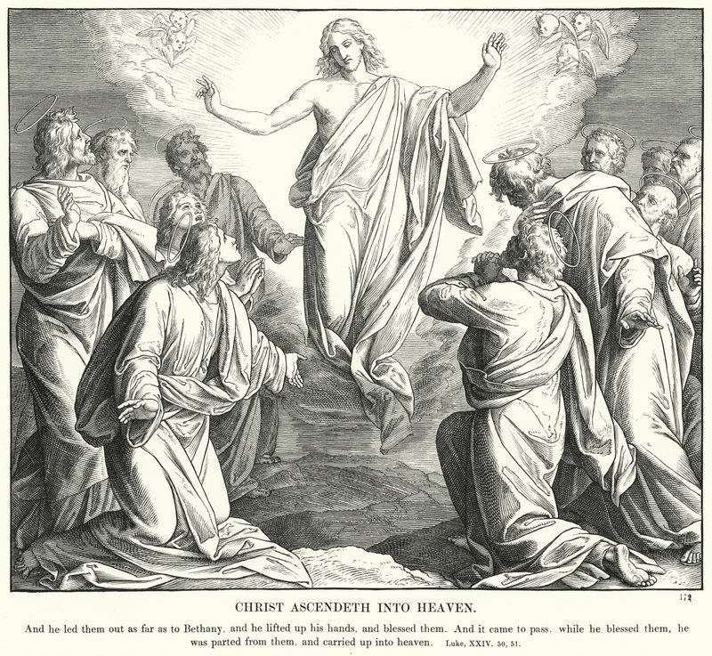 Kristus nousee taivaaseen (kaiverrus) tekijältä Julius (after) Schnorr von Carolsfeld