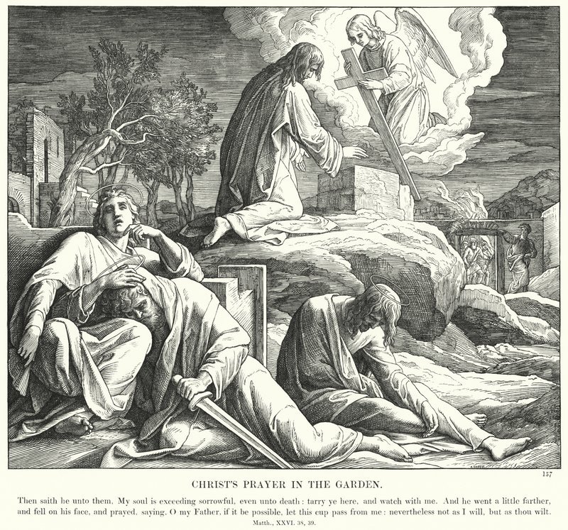 Kristuksen rukous puutarhassa (kaiverrus) tekijältä Julius (after) Schnorr von Carolsfeld