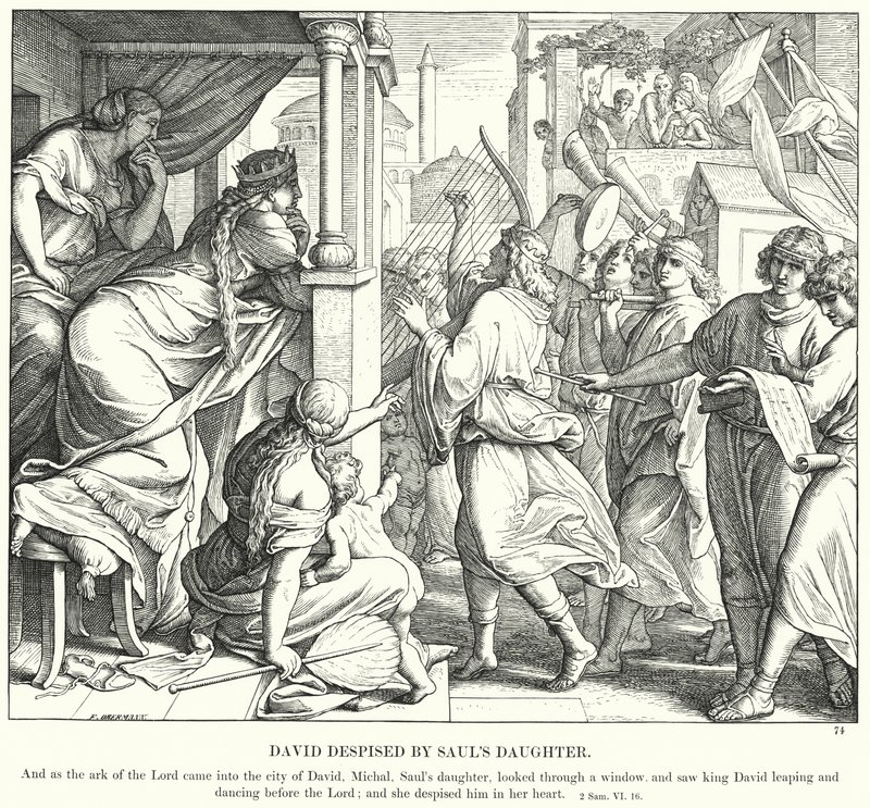 Saulin tyttären halveksima David (kaiverrus) tekijältä Julius (after) Schnorr von Carolsfeld