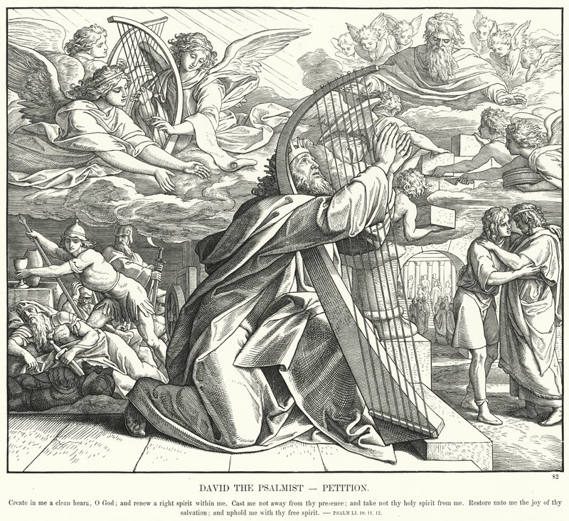 Daavid psalmista, vetoomus (kaiverrus) tekijältä Julius (after) Schnorr von Carolsfeld