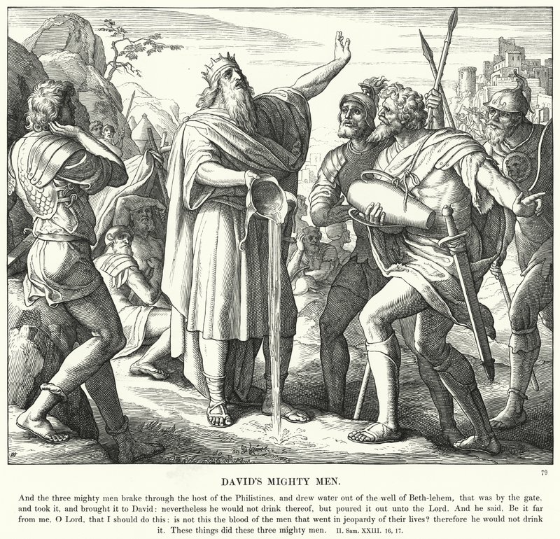 Davidin mahtavat miehet (kaiverrus) tekijältä Julius (after) Schnorr von Carolsfeld