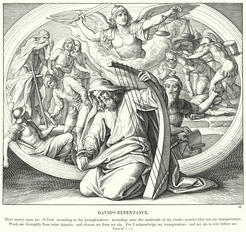 Davidin parannus (kaiverrus) tekijältä Julius (after) Schnorr von Carolsfeld