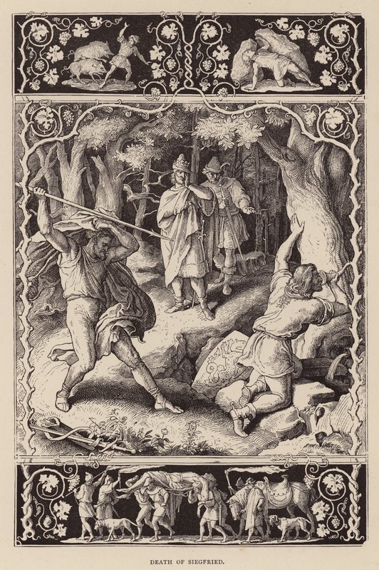 Siegfriedin kuolema (kaiverrus) tekijältä Julius (after) Schnorr von Carolsfeld
