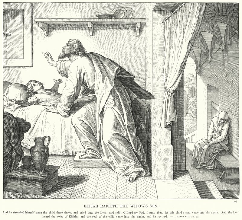 Elijah Raiseth lesken poika (kaiverrus) tekijältä Julius (after) Schnorr von Carolsfeld