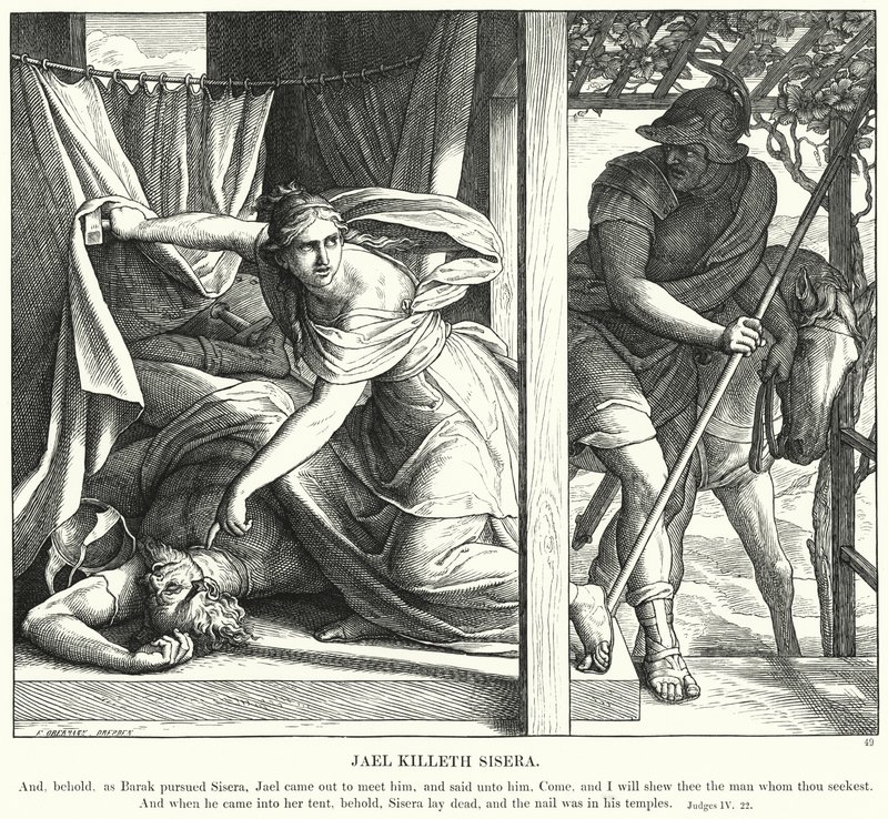 Jael Killeth Sisera (kaiverrus) tekijältä Julius (after) Schnorr von Carolsfeld