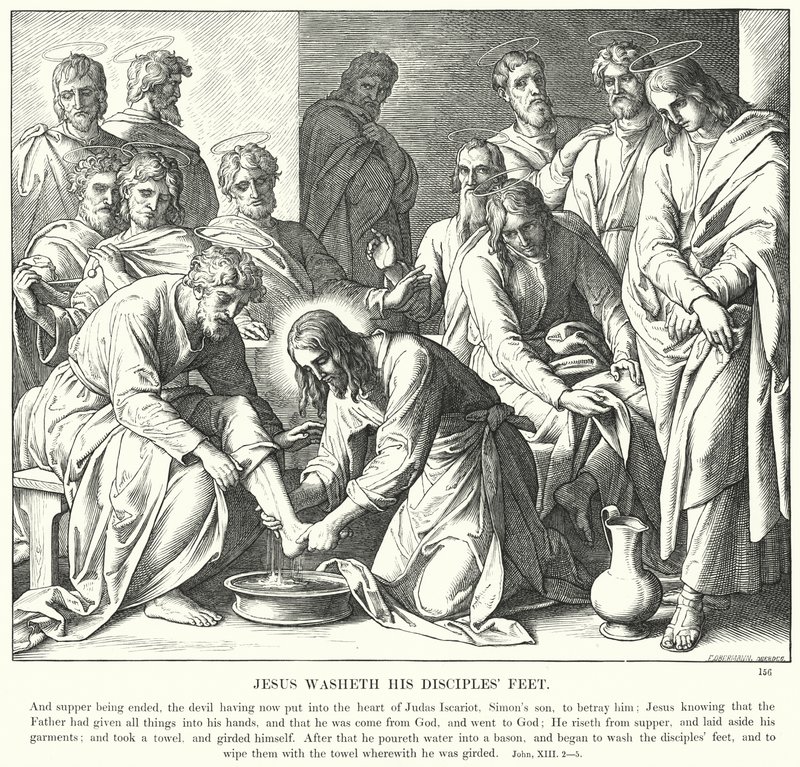 Jeesus pesee opetuslastensa jalat (kaiverrus) tekijältä Julius (after) Schnorr von Carolsfeld