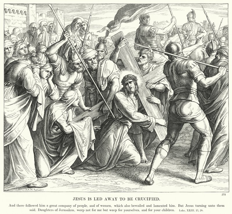Jeesus viedään ristiinnaulittavaksi (kaiverrus) tekijältä Julius (after) Schnorr von Carolsfeld