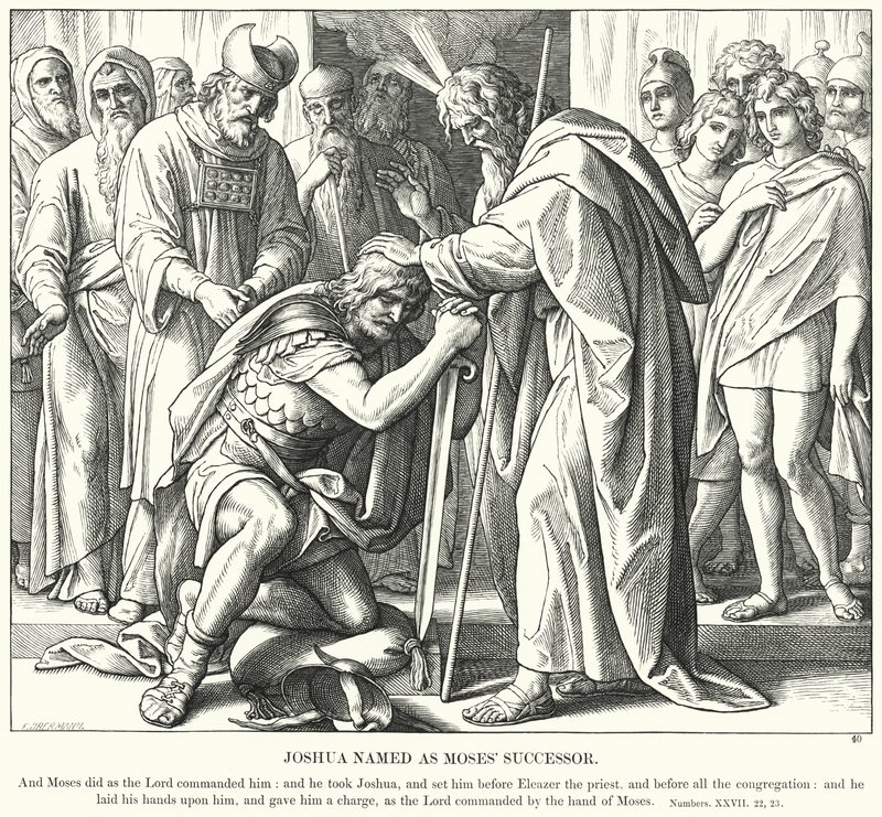 Joshua nimetty Mooseksen seuraajaksi (kaiverrus) tekijältä Julius (after) Schnorr von Carolsfeld