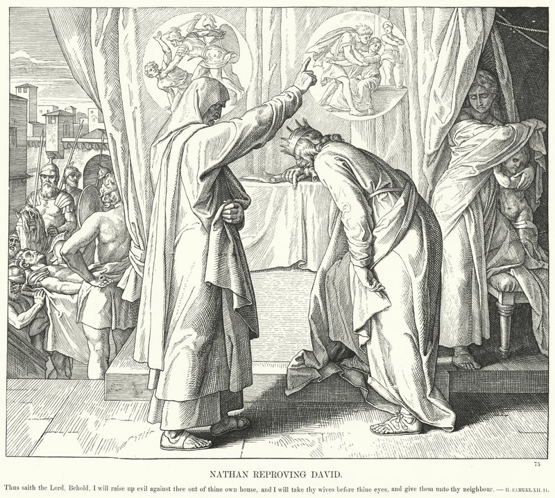 Nathan Reproving David (kaiverrus) tekijältä Julius (after) Schnorr von Carolsfeld