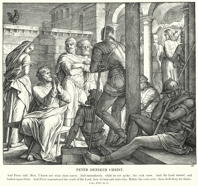 Pietari kieltää Kristuksen (kaiverrus) tekijältä Julius (after) Schnorr von Carolsfeld