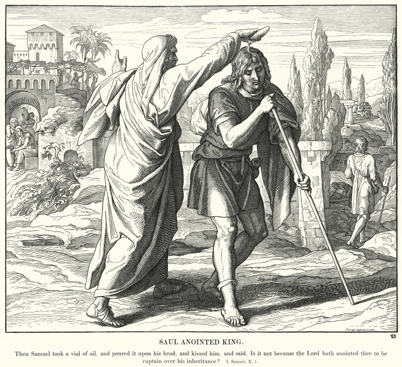 Saul voideltu kuningas (kaiverrus) tekijältä Julius (after) Schnorr von Carolsfeld